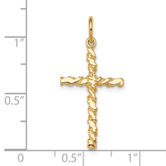 10K Nugget Cross Charm