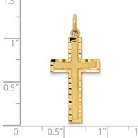 10K Yellow Gold Satin and Diamond-cut Cross Charm view 3