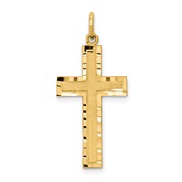 10K Yellow Gold Satin and Diamond-cut Cross Charm view 1