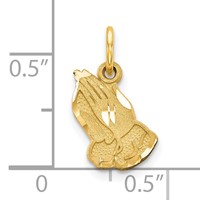 10K Yellow Gold Satin Diamond-cut Praying Hands Charm view 3