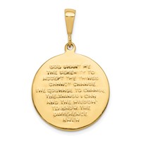 10K Yellow Gold Praying Hands Reversible Pendant with Serenity Prayer Round view 4