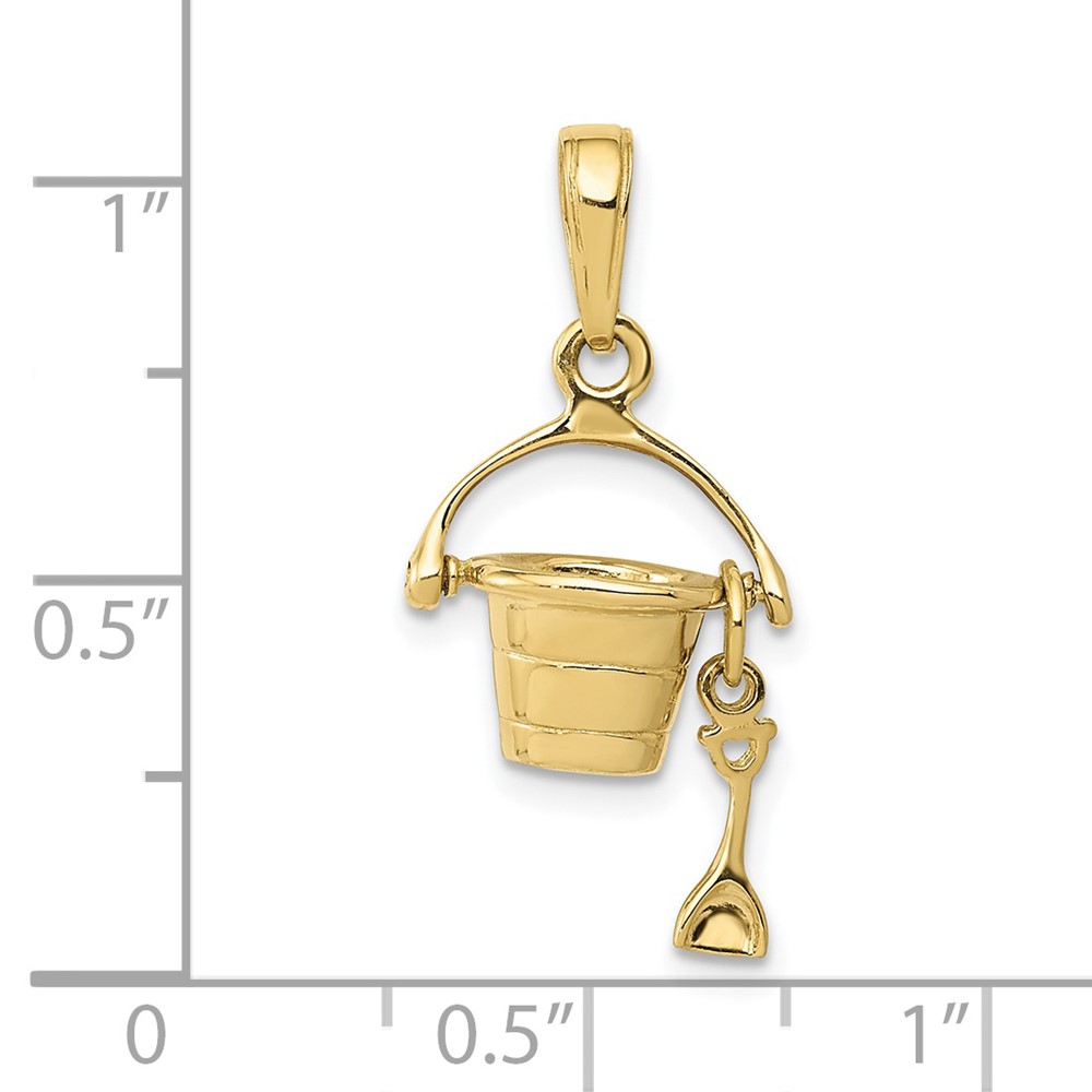 10k 3-D Beach Bucket with Shovel Charm (10C3305)