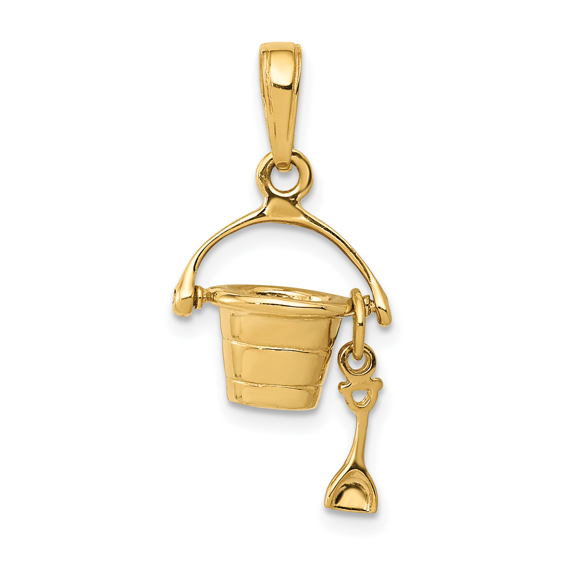 10k 3-D Beach Bucket with Shovel Charm (10C3305)