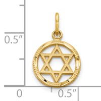 10K Yellow Gold Star of David in Circle Charm view 3