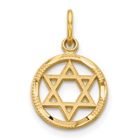 10K Yellow Gold Star of David in Circle Charm view 1
