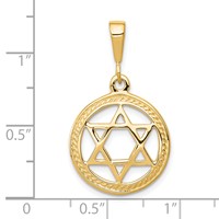 10K Yellow Gold Star of David in Circle Charm view 3
