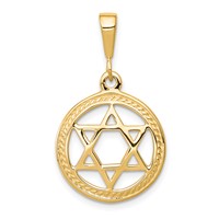 10K Yellow Gold Star of David in Circle Charm view 1