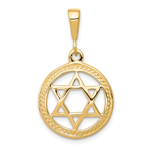 10K Yellow Gold Star of David in Circle Charm