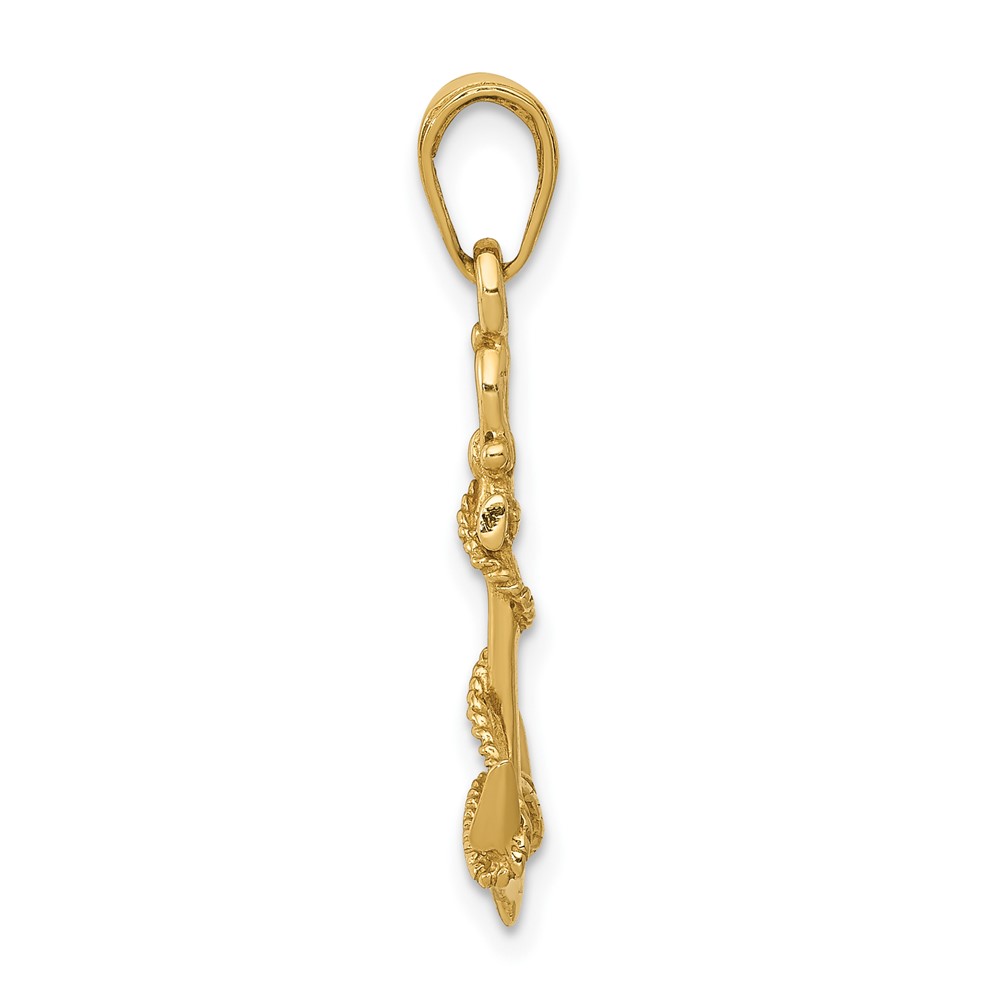 10K 3-D Anchor w/Shackle and Entwined Rope Pendant (10C3344)