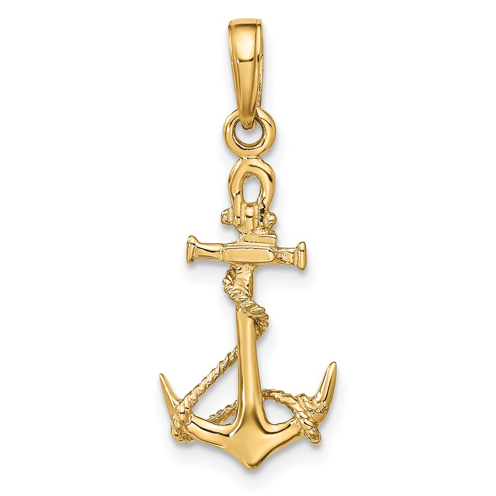 10K 3-D Anchor w/Shackle and Entwined Rope Pendant (10C3344)
