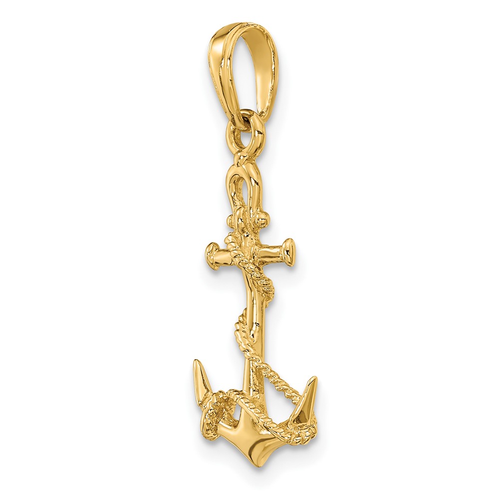 10K 3-D Anchor w/Shackle and Entwined Rope Pendant (10C3344)