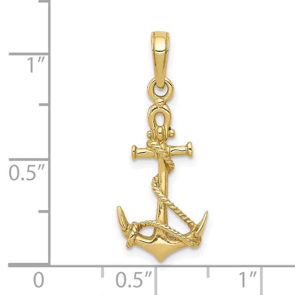 10K 3-D Anchor w/Shackle and Entwined Rope Pendant (10C3344)