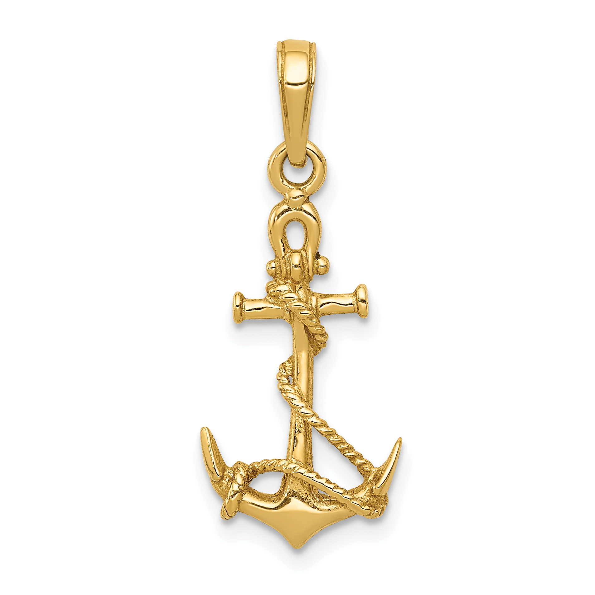 10K 3-D Anchor w/Shackle and Entwined Rope Pendant (10C3344)