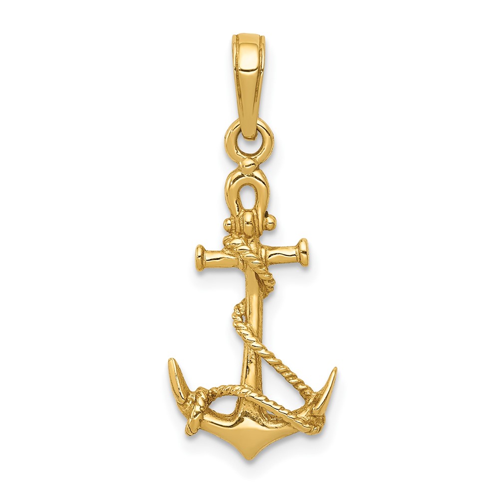 10K 3-D Anchor w/Shackle and Entwined Rope Pendant (10C3344)