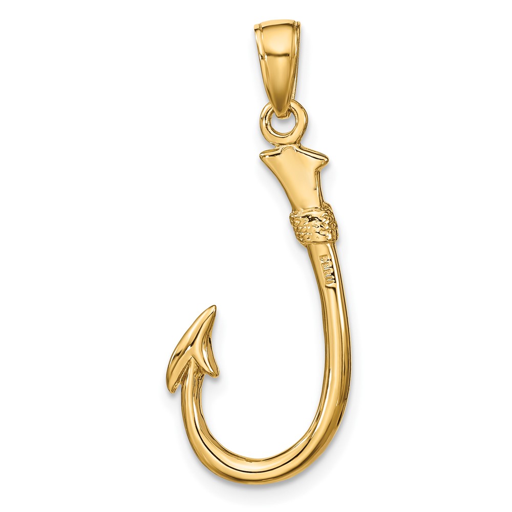 10K 3D Fish Hook Pendant (10C3349)