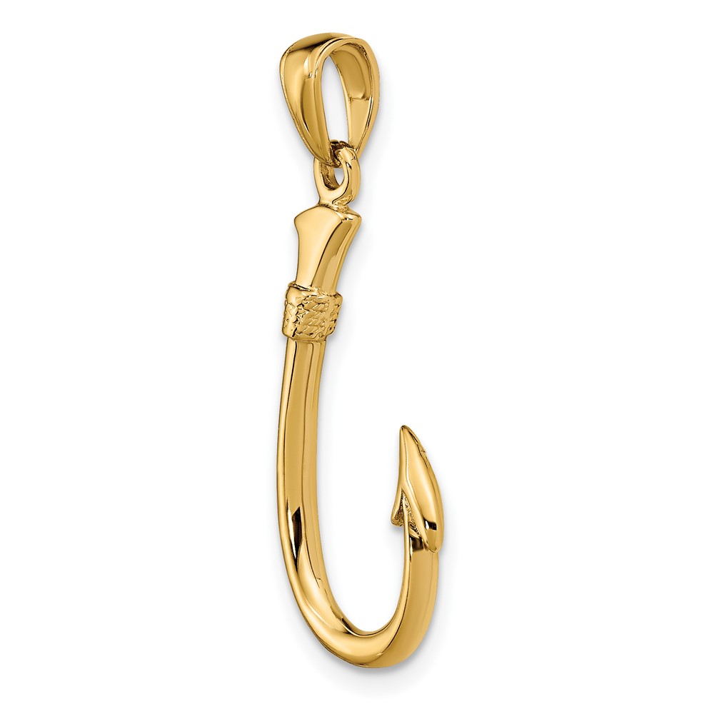 10K 3D Fish Hook Pendant (10C3349)