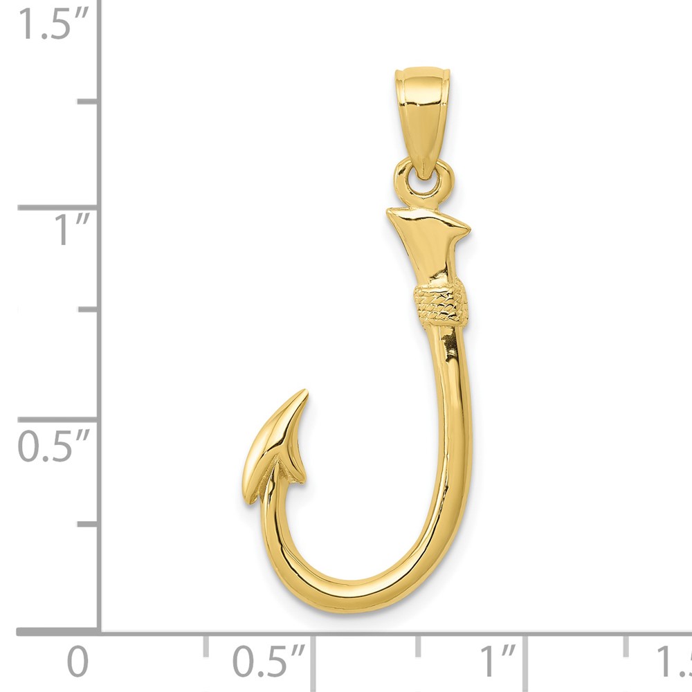 10K 3D Fish Hook Pendant (10C3349)