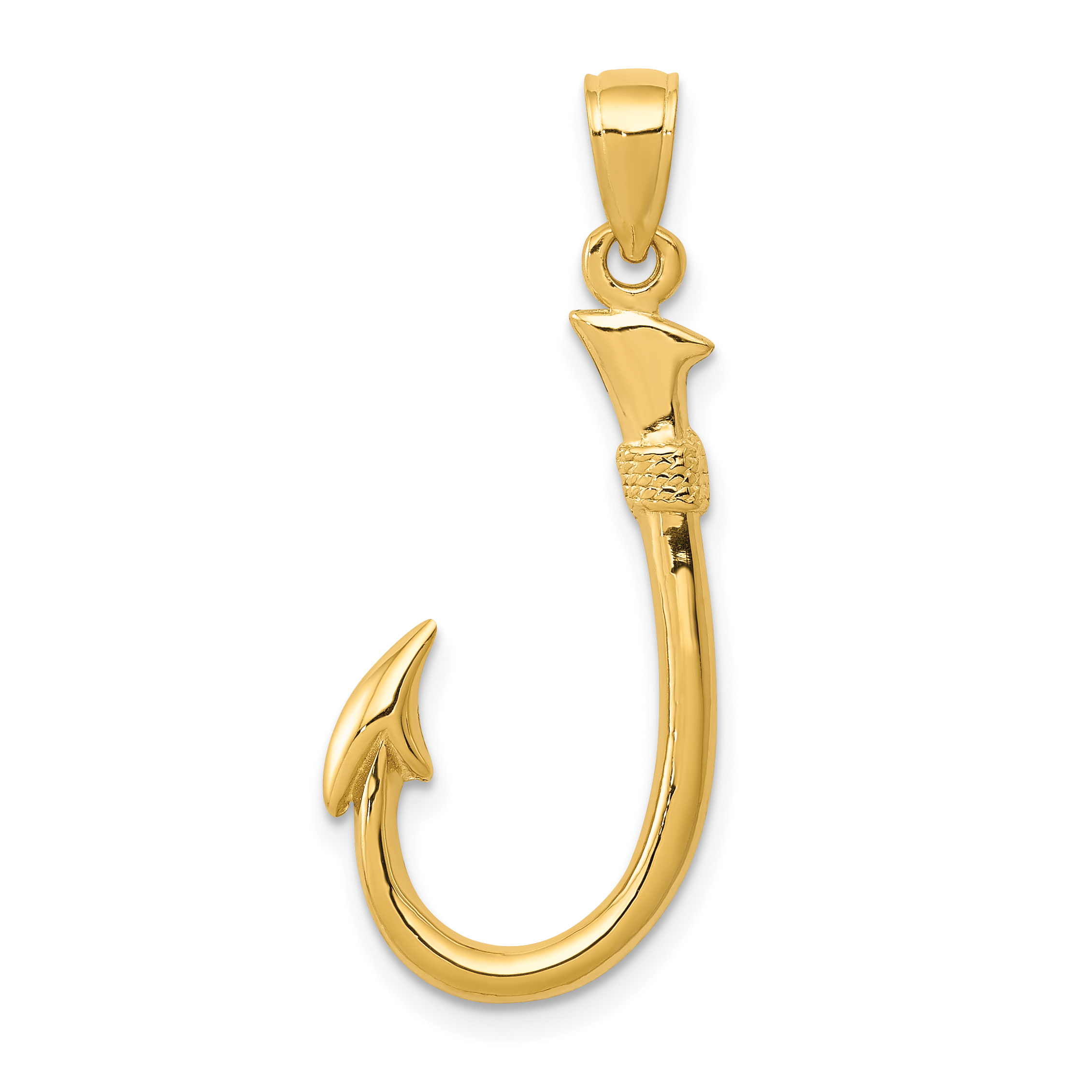 10K 3D Fish Hook Pendant (10C3349)