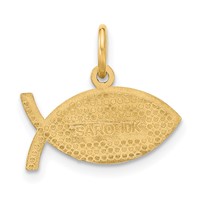 10K Yellow Gold Ichthus Fish Pendant with Jesus Center view 3