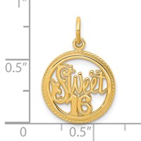 10K Sweet 16 in Circle Charm view 3