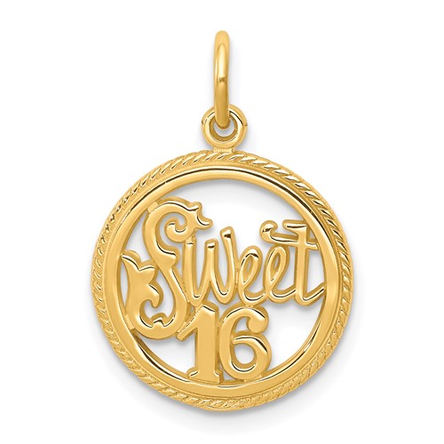 10K Yellow Gold Sweet Circle Charm, 16"