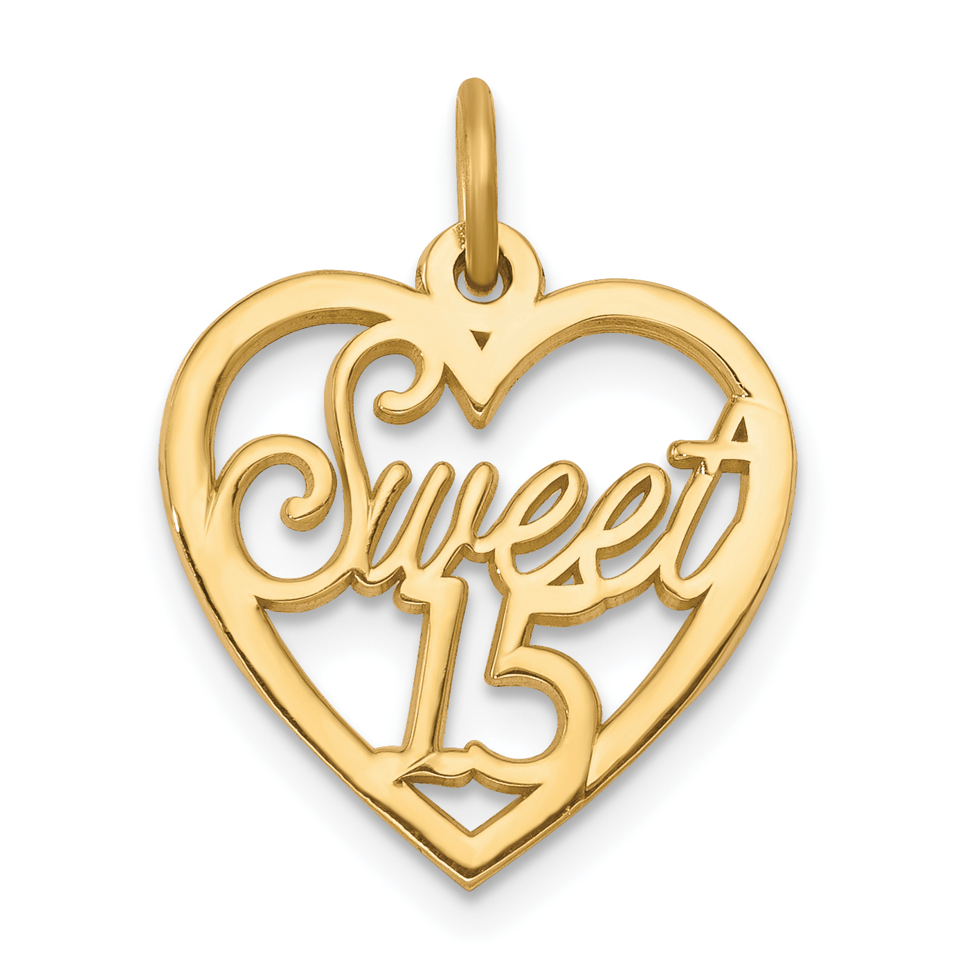 10K SWEET 15 In Heart Charm (10C338)