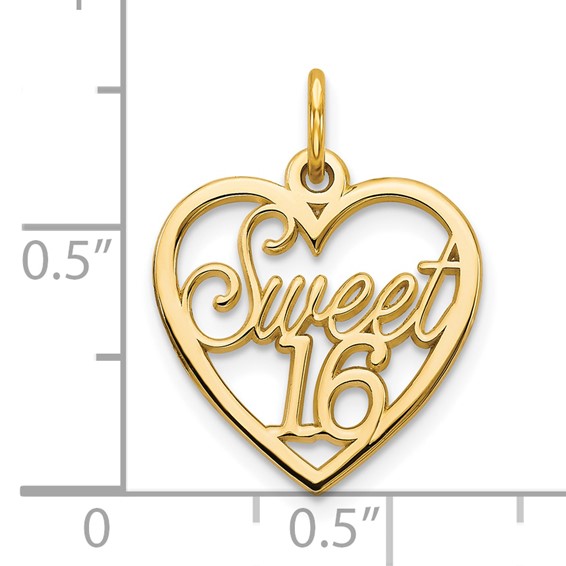 Gold SWEET 16 Heart Charm