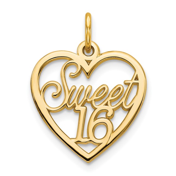 Gold SWEET 16 Heart Charm