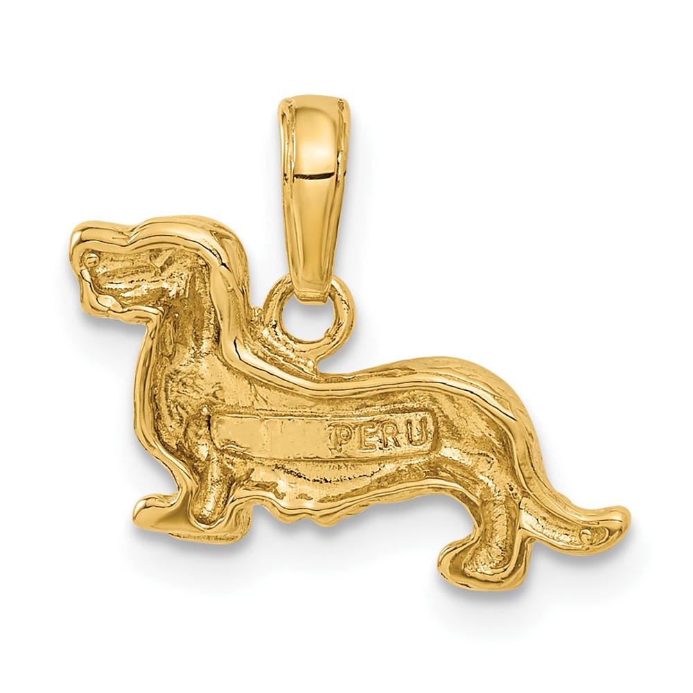10K Long-Haired Dachshund Dog Pendant (10C3514)