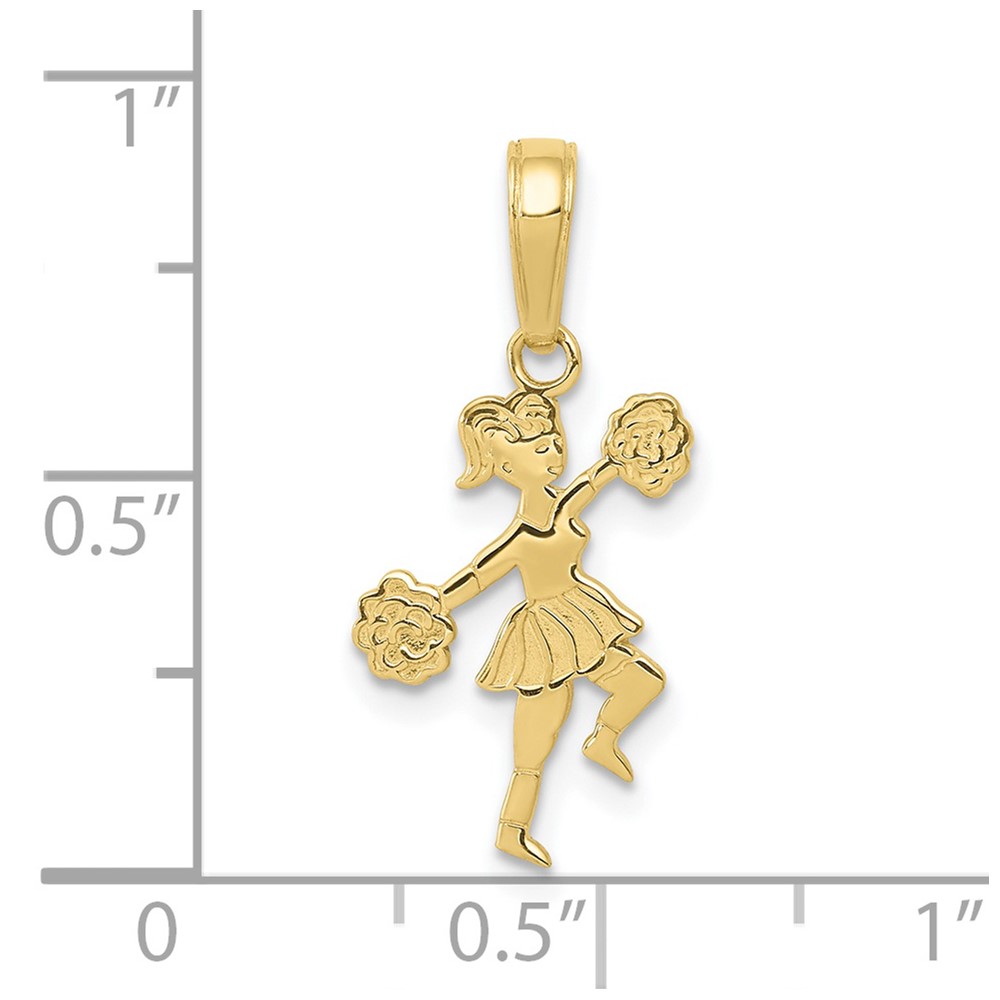 10K Cheerleader with Pom-Poms Pendant (10C3552)