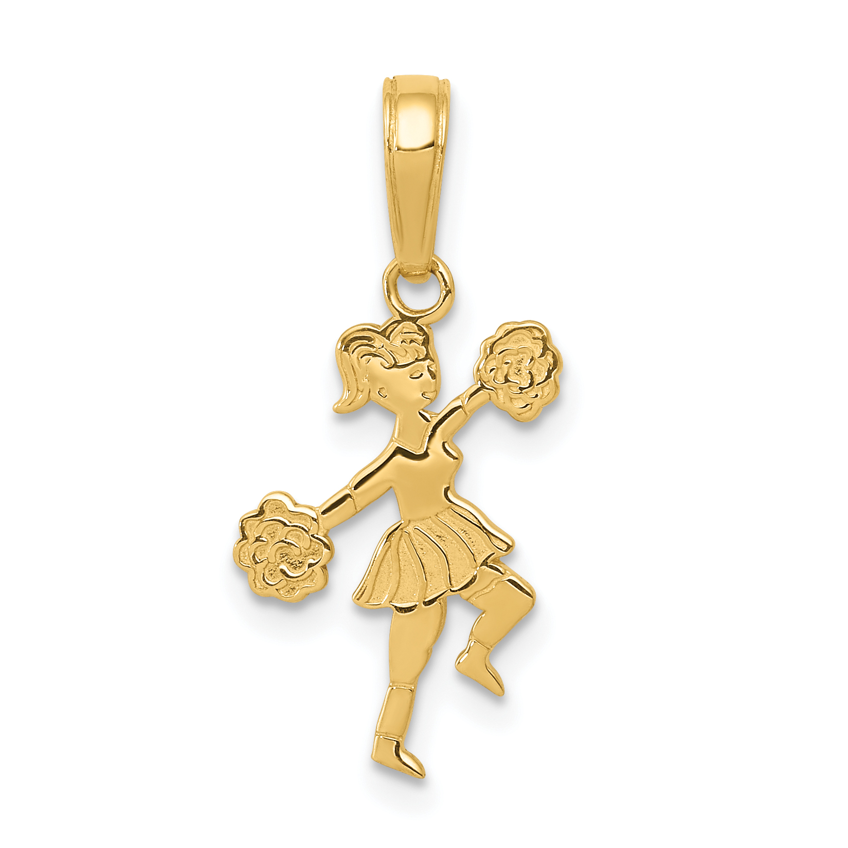10K Cheerleader with Pom-Poms Pendant (10C3552)