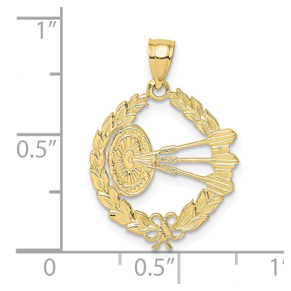 10k Dart Board and Darts in Leaf Design Charm (10C3570)