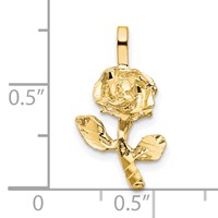 10K Yellow Gold Diamond-cut Rose Charm view 3