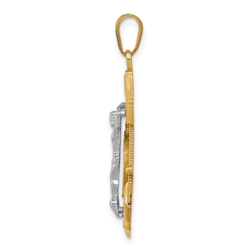 10k Two-tone Diamond-cut Mariner's Cross Pendant (10C3715)