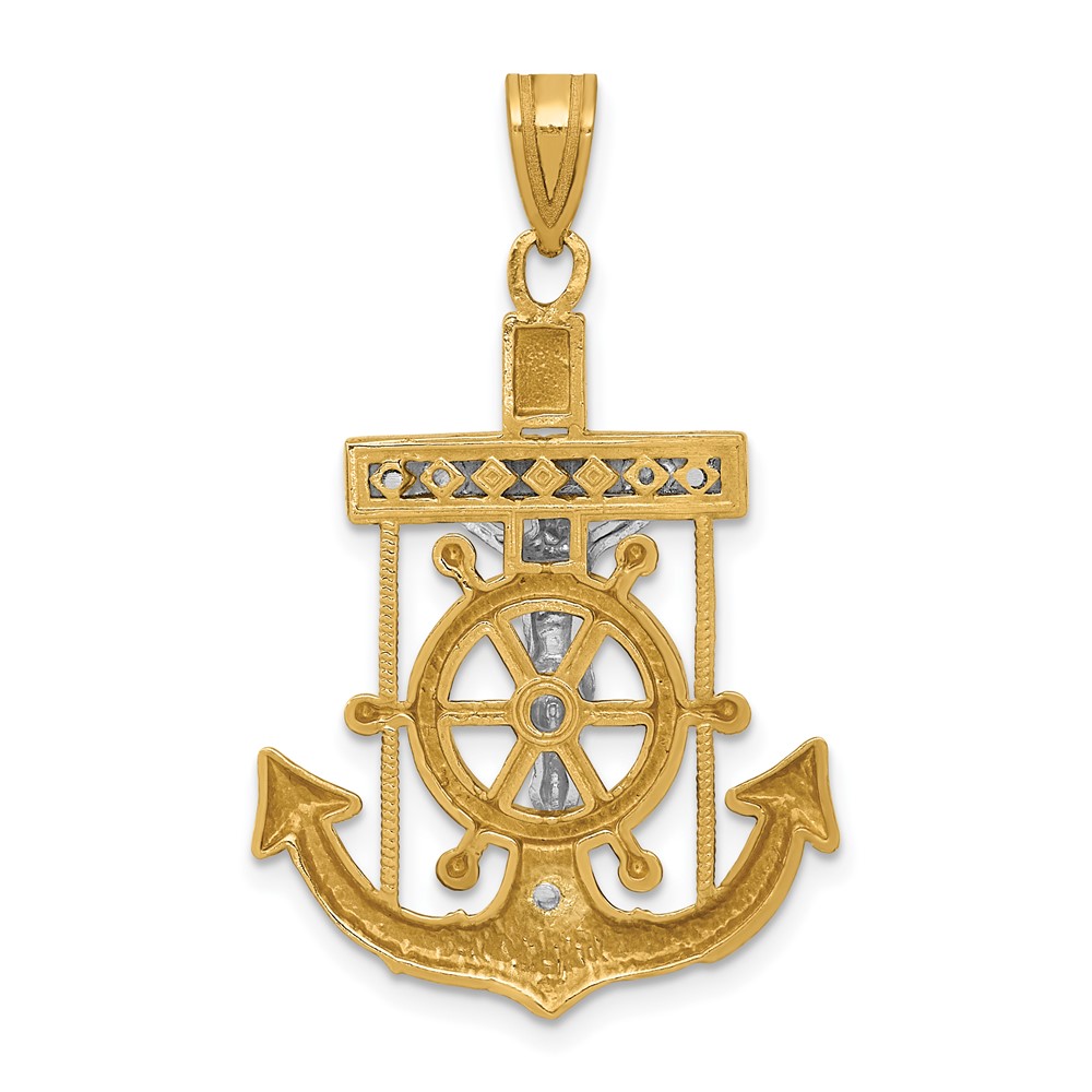10k Two-tone Diamond-cut Mariner's Cross Pendant (10C3715)