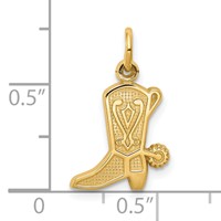 10K Yellow Gold Solid Polished Cowboy Boot Charm view 3
