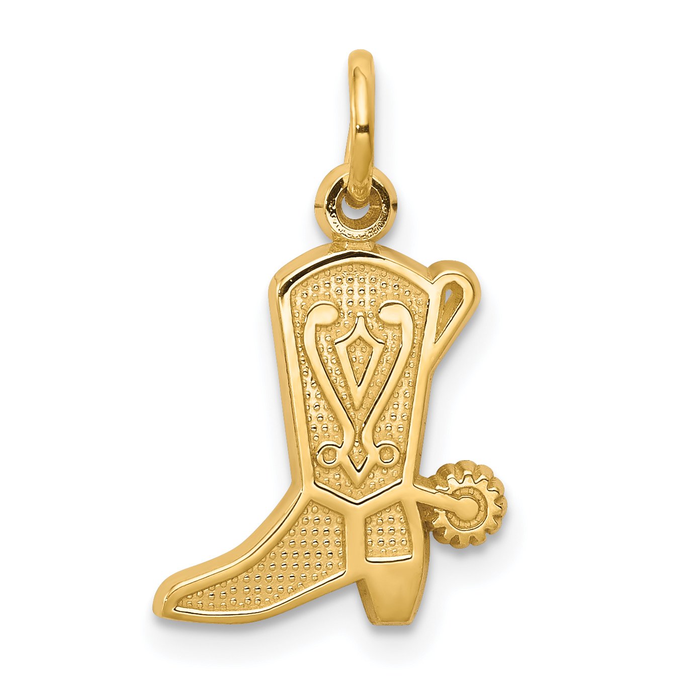 10k Solid Polished Cowboy Boot Charm (10C374)
