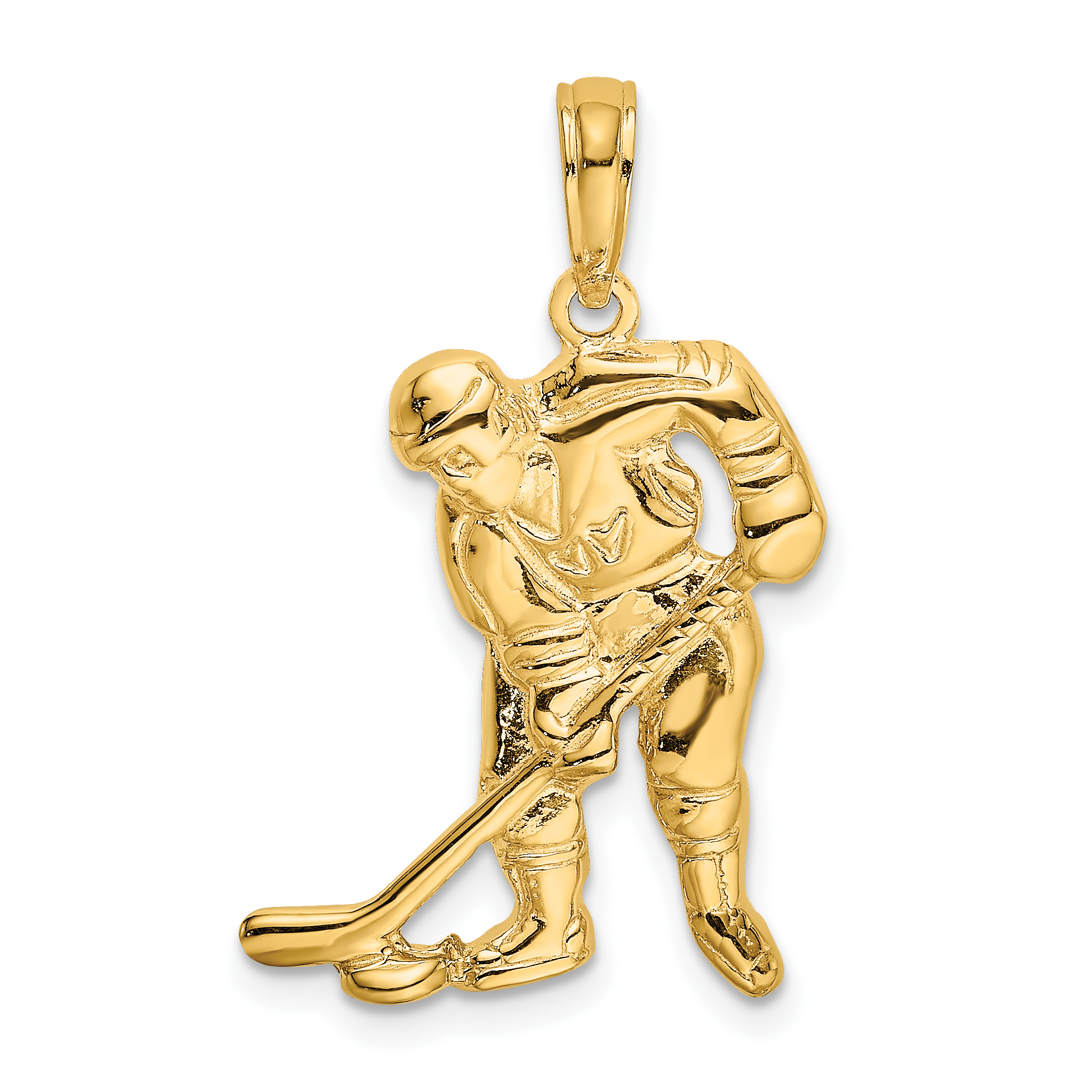 10k Hockey Player with Stick and Puck Charm (10C3754)