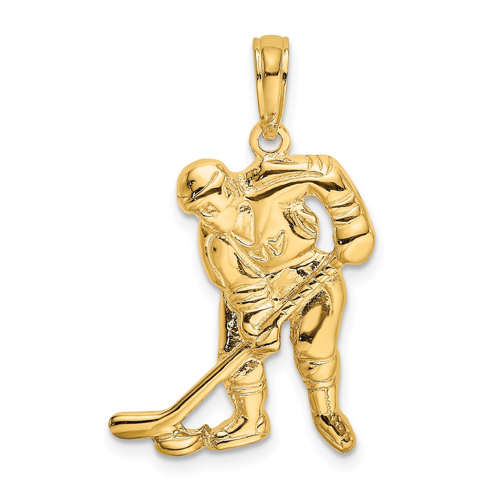 10k Hockey Player with Stick and Puck Charm (10C3754)