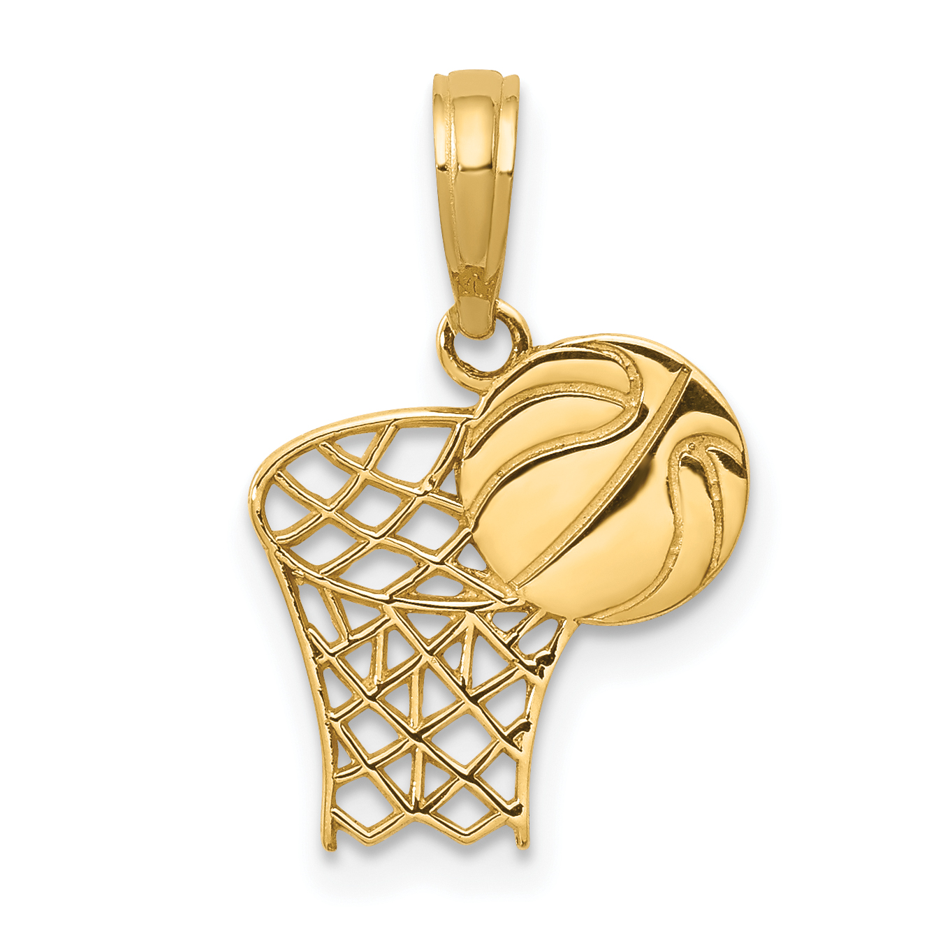 10K Basketball Hoop And Ball Pendant (10C3777)