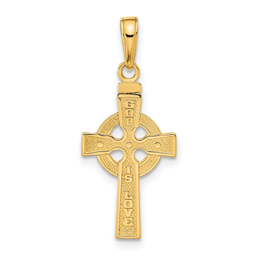 10k Reversible GOD IS LOVE Celtic Cross Pendant (10C3802)