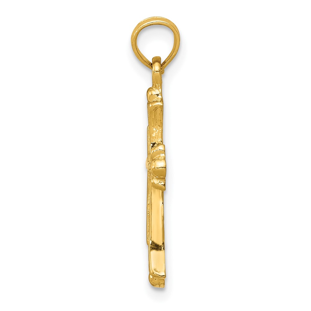 10k Budded Cross Charm (10C3827)