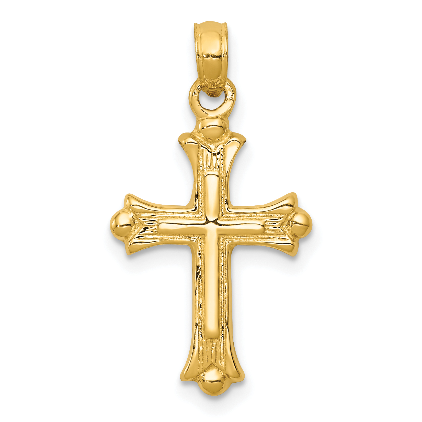 10k Budded Cross Charm (10C3827)