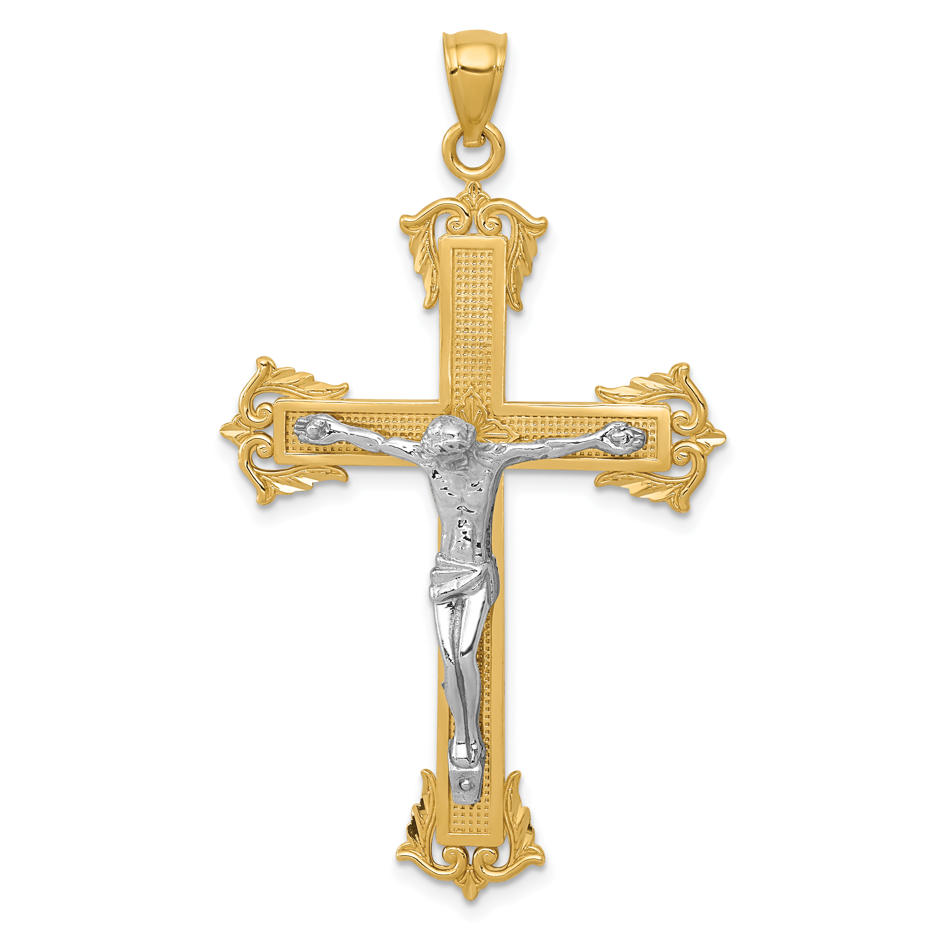 10k Two-tone Crucifix Pendant (10C3922)