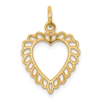 10K Yellow Gold Scalloped Edge Heart Charm view 1