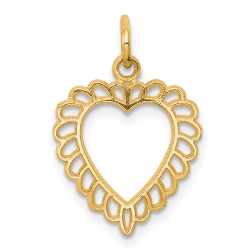 10K Yellow Gold Scalloped Edge Heart Charm