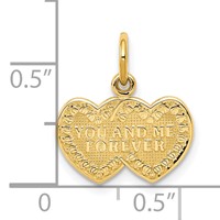 10K Yellow Gold You and ME Forever Double Heart Charm view 3