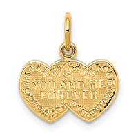 10K Yellow Gold You and ME Forever Double Heart Charm view 1