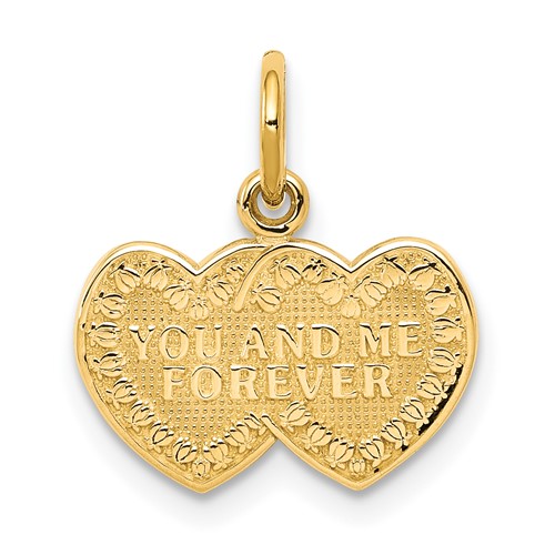 10K Yellow Gold You and ME Forever Double Heart Charm