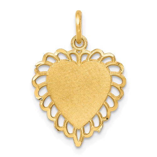 10K Yellow Gold Scalloped Border Heart Charm
